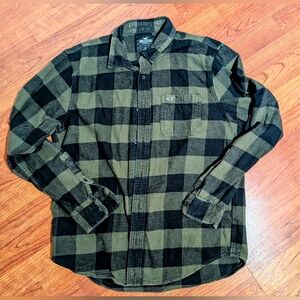Hollister Men's Plaid Flannel Shirt Size XL Green Black